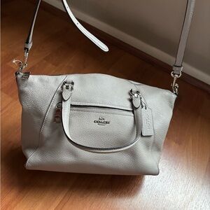 Coach Gray Leather Satchel with Silver Accents